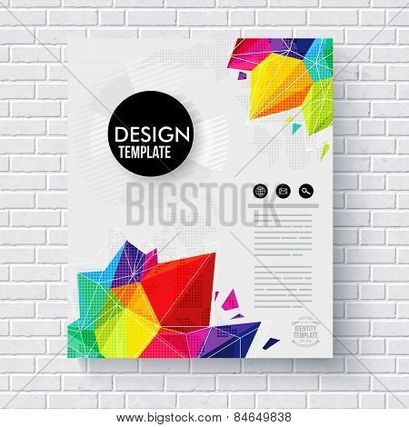 Stylish business design template on a brick wall