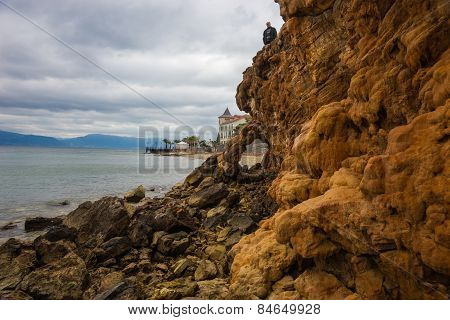 Rock Formations On The Beach  In Loutra Edipsou, Evia, Greece