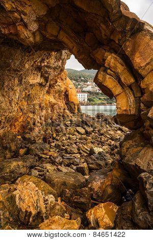 Rock Formations On The Beach  In Loutra Edipsou, Evia, Greece