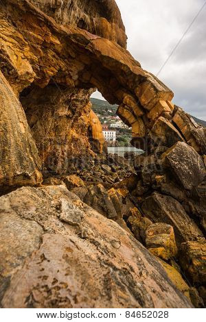 Rock Formations On The Beach  In Loutra Edipsou, Evia, Greece