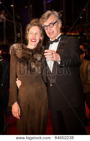 BERLIN, GERMANY - FEBRUARY 14: Wim Wenders with wife Donata Wenders . Closing Ceremony of the 65th Berlinale International Film Festival at Berlinale Palace on February 14, 2015 in Berlin, Germany.