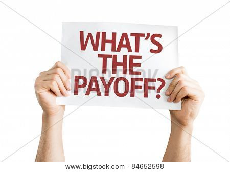 What's the Payoff? card isolated on white background