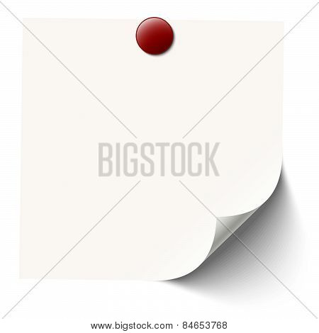 White Sticky Note With Pin Needle
