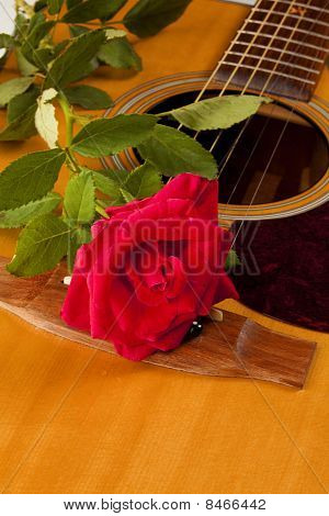 Guitarra acústica Natural de rosa vermelha