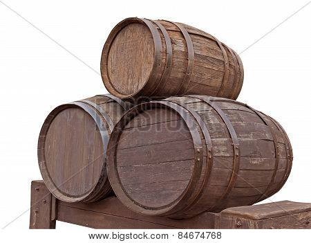 Wooden Barrels Isolated