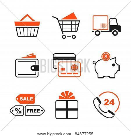 Shopping simple vector icon set