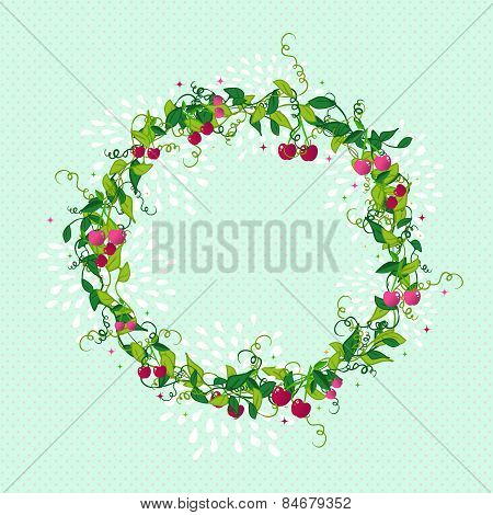 Sweet Cherry Wreath Cute Illustration