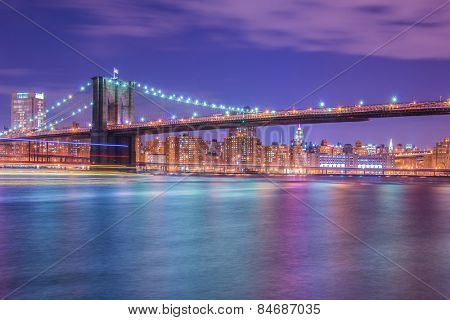 Night panorama of Manhattan in New York, USA