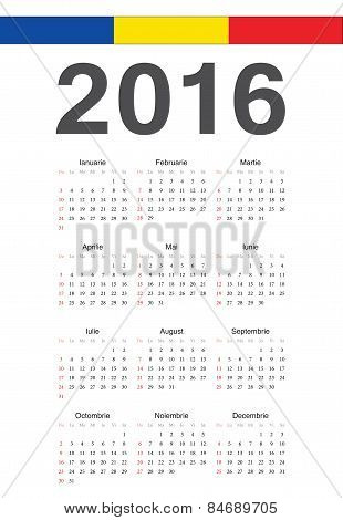 Romanian 2016 Year Vector Calendar