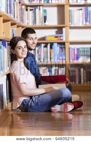 Happy sudents at the library