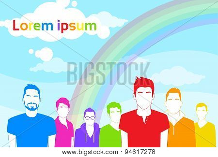Same Sex Gay Man People Group Colorful Silhouettes