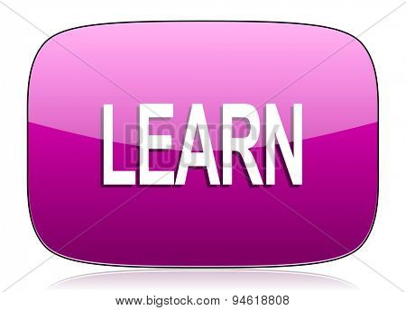 learn violet icon  original modern design for web and mobile app on white background with reflection 