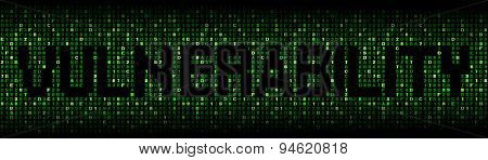 Vulnerability text on hex code illustration