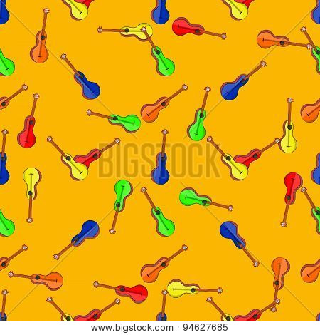 Seamless music mexican guitar instrument background pattern