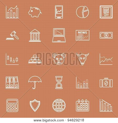 Stock Market Line Icons On Brown Background