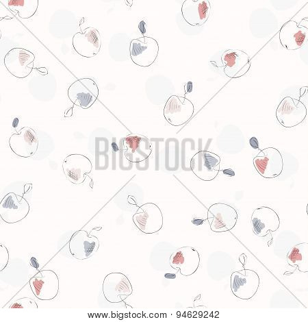 hand drawn apples seamlees pattern. food vector background