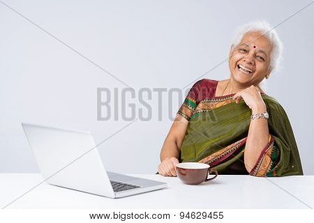 Indian Woman With Laptop