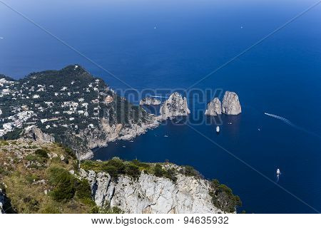 Panorama Of Capri Island From Monte Solaro, In Anacapri