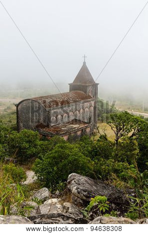 Abandoned christian church on top of Bokor mountain in Preah Monivong national park, Kampot, Cambodia