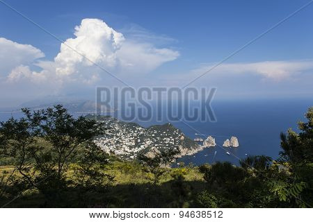 Panorama Of Capri Island From Monte Solaro, In Anacapri