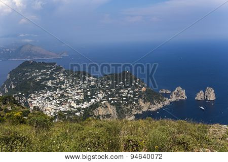 Panorama Of Capri Island From Monte Solaro, In Anacapri