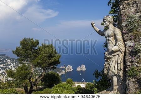 Panorama Of Capri Island From Monte Solaro, In Anacapri