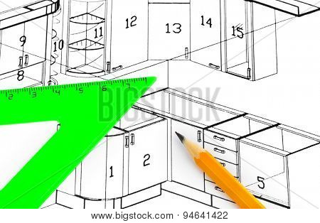 Kitchen plan isolated on white background