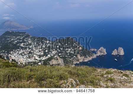 Panorama Of Capri Island From Monte Solaro, In Anacapri