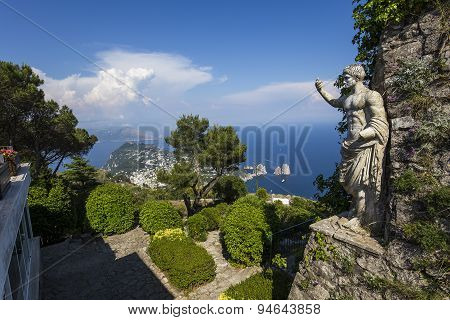 Panorama Of Capri Island From Monte Solaro, In Anacapri