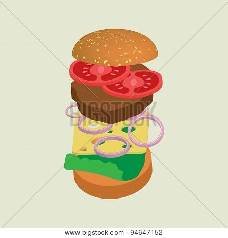 Hamburger or cheeseburger vector illustration