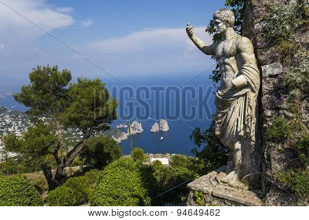 Panorama Of Capri Island From Monte Solaro, In Anacapri