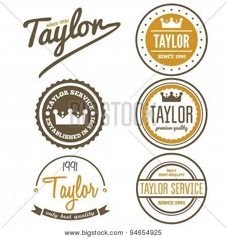 Vintage logo, badge, emblem or logotype elements for taylor