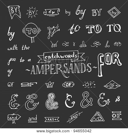 set of chalkboard style ampersands