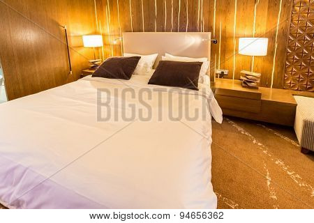 Shahdag - FEBRUARY 8, 2015: Room in Park Chalet Hotel on February 8 in Azerbaijan, Shahdag. Shahdag has become a popular tourist destination for skiing.