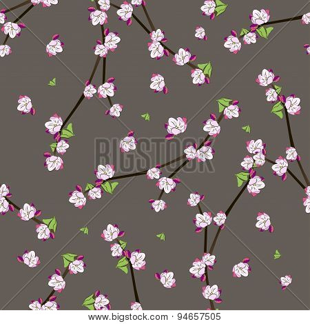 Seamless pattern with blooming apple twigs
