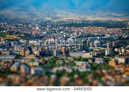 Top view on Skopje city in Macedonia