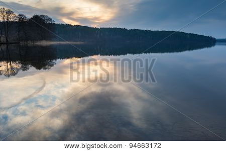 Sunrise Over Beautiful Wild Lake