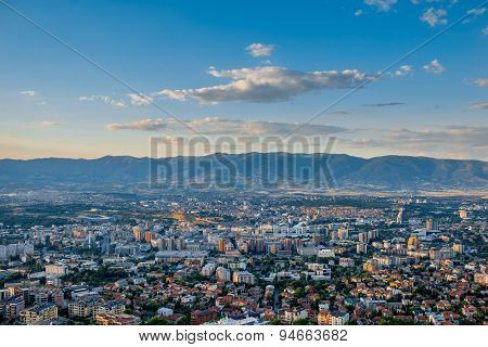 Top view on Skopje city in Macedonia