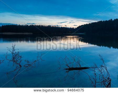 Sunrise Over Beautiful Wild Lake
