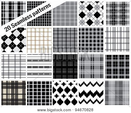 big set seamless, plaid style , pattern Swatches Included For Illustrator user