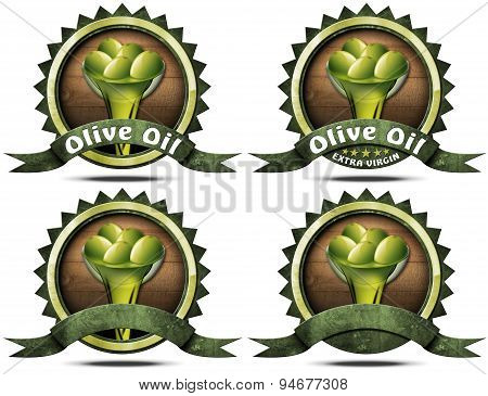 Olive Oil - Four Labels With Ribbon