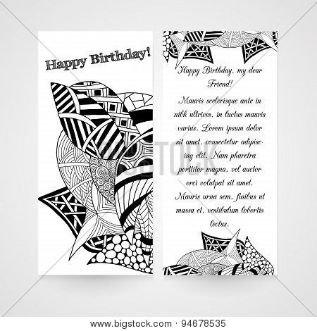Designe greeting card with abstract hand drawn pattern