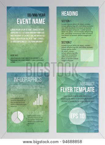 Set of Poster, Brochure Design Templates in aqua colors