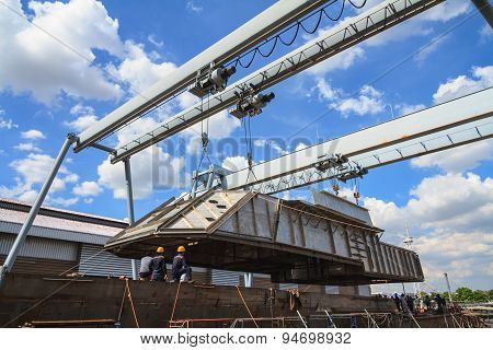Military Gunt Boat Under Construction, Supper Structure Assembly Step