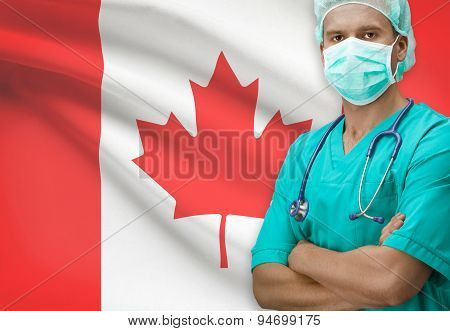 Surgeon With Flag On Background Series - Canada