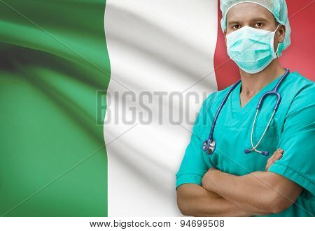 Surgeon With Flag On Background Series - Italy