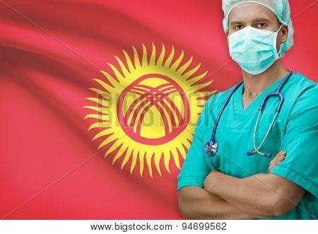 Surgeon With Flag On Background Series - Kyrgyzstan