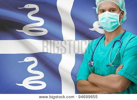 Surgeon With Flag On Background Series - Martinique