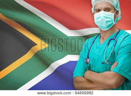 Surgeon With Flag On Background Series - South Africa