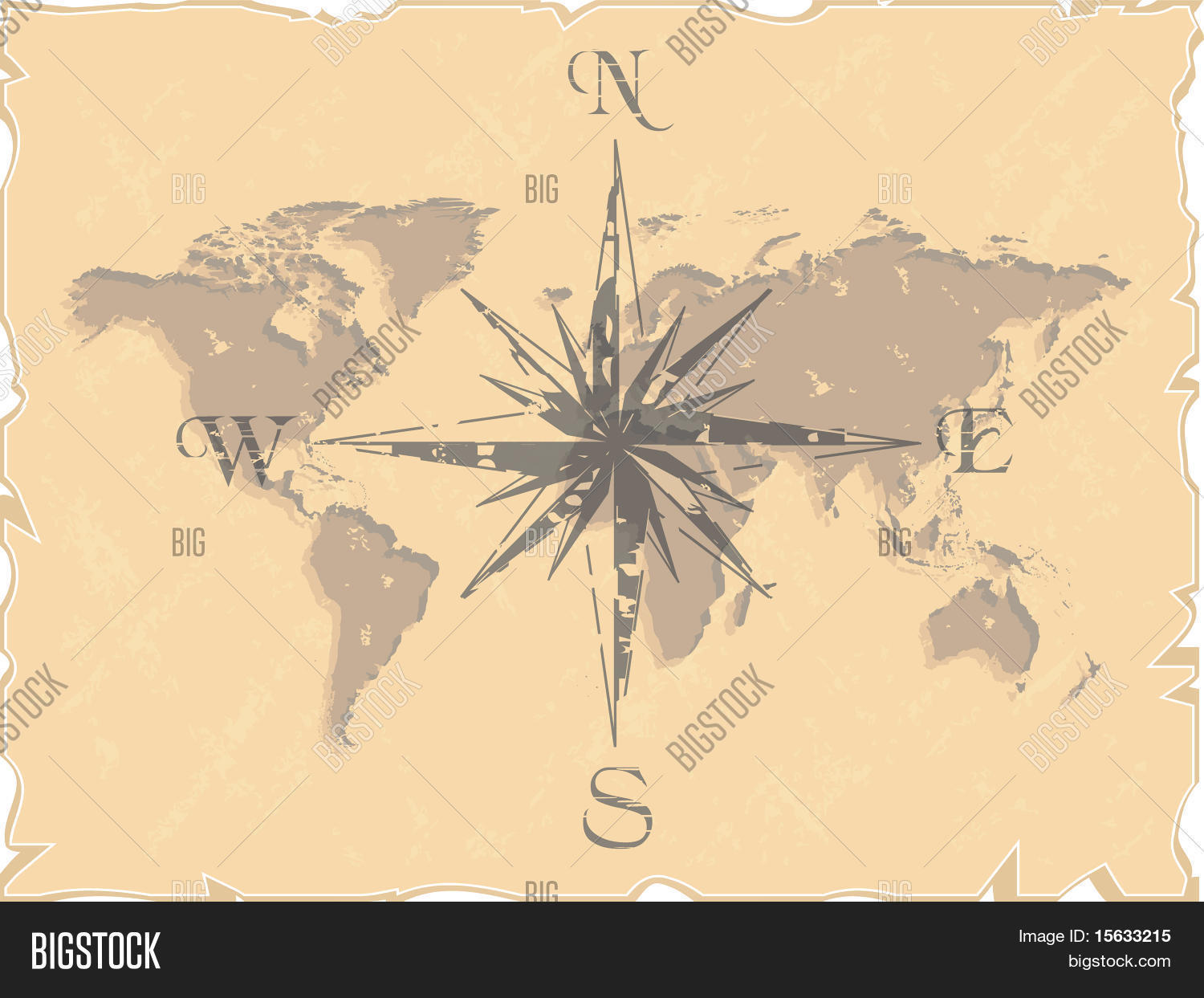 World Map Compass Vector & Photo (Free Trial) | Bigstock